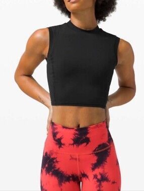 lululemon athletica Black Cropped Mock Neck Tank